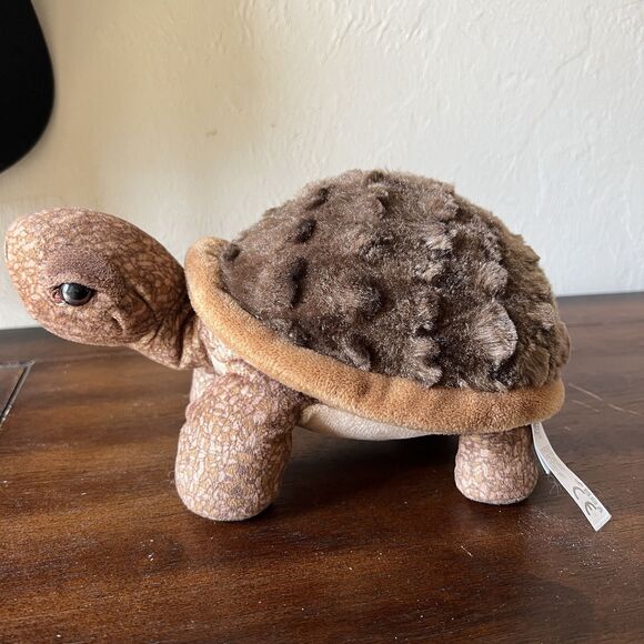 The Petting Zoo Brown Turtle Tortoise 8" Soft Shell Stuffed Plush - Picture 3 of 10